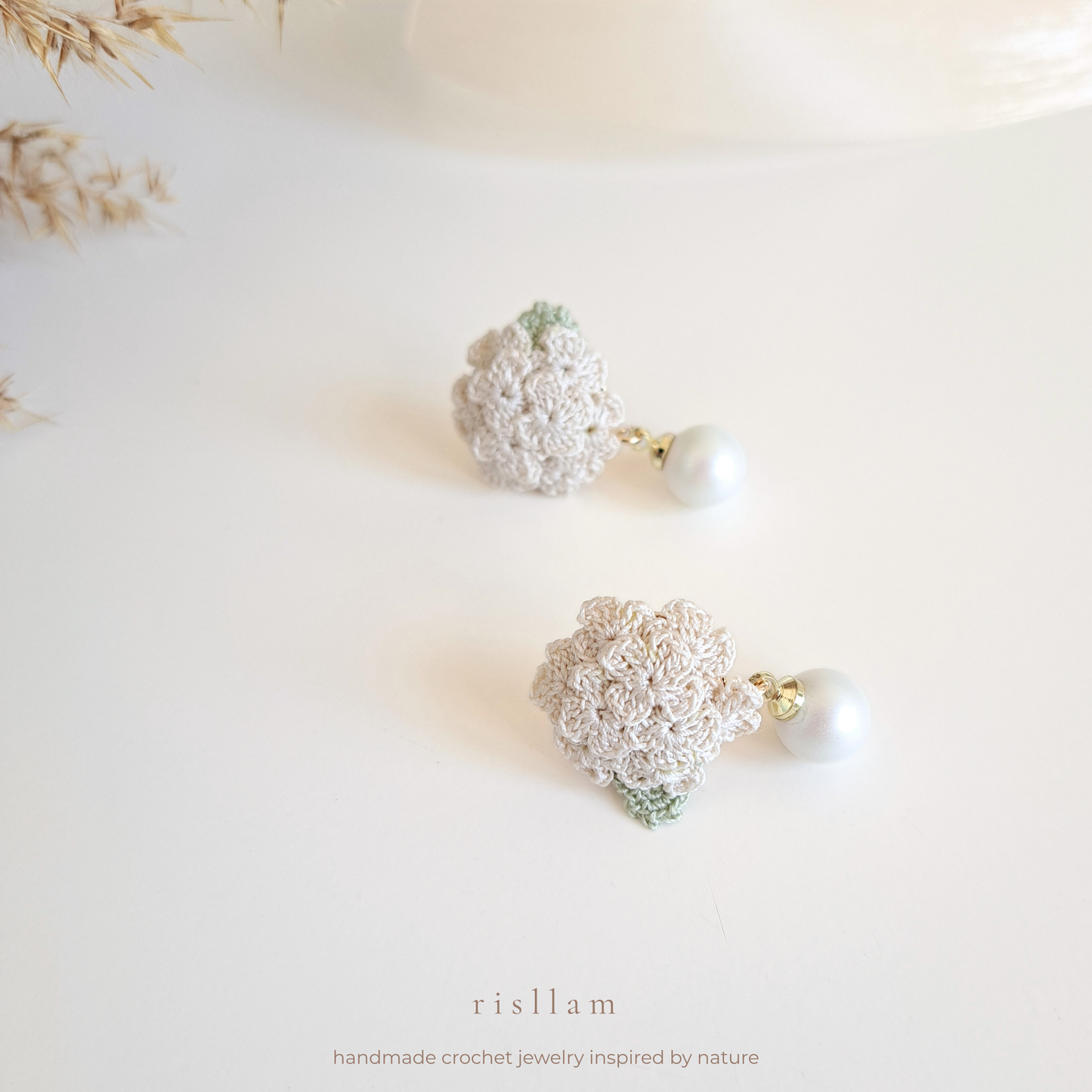 Handmade Crochet Hydrangea Earings