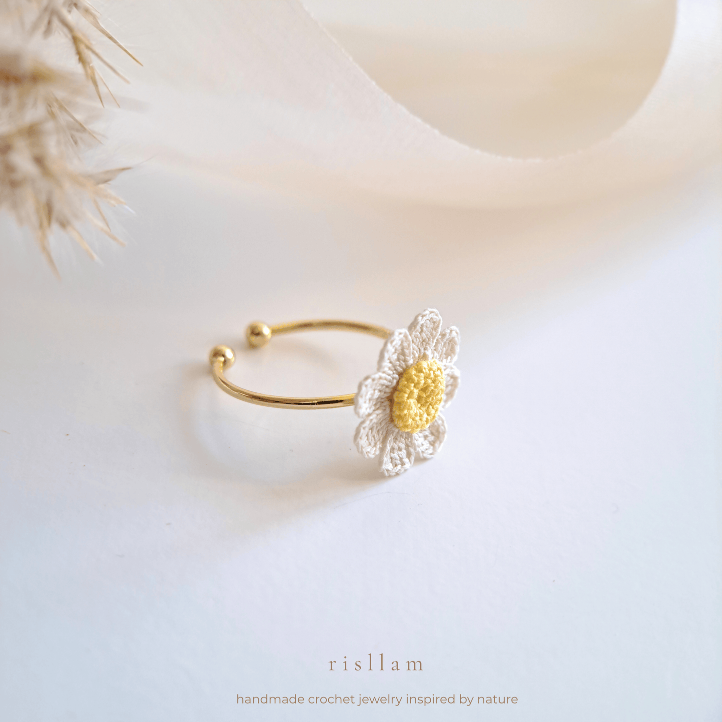 Handmade Crochet Daisy Ring