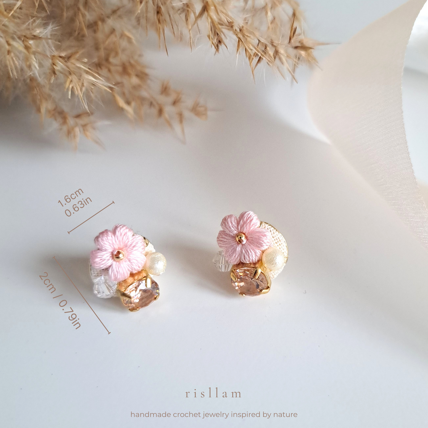 Handmade Crochet Puff Stud Earings