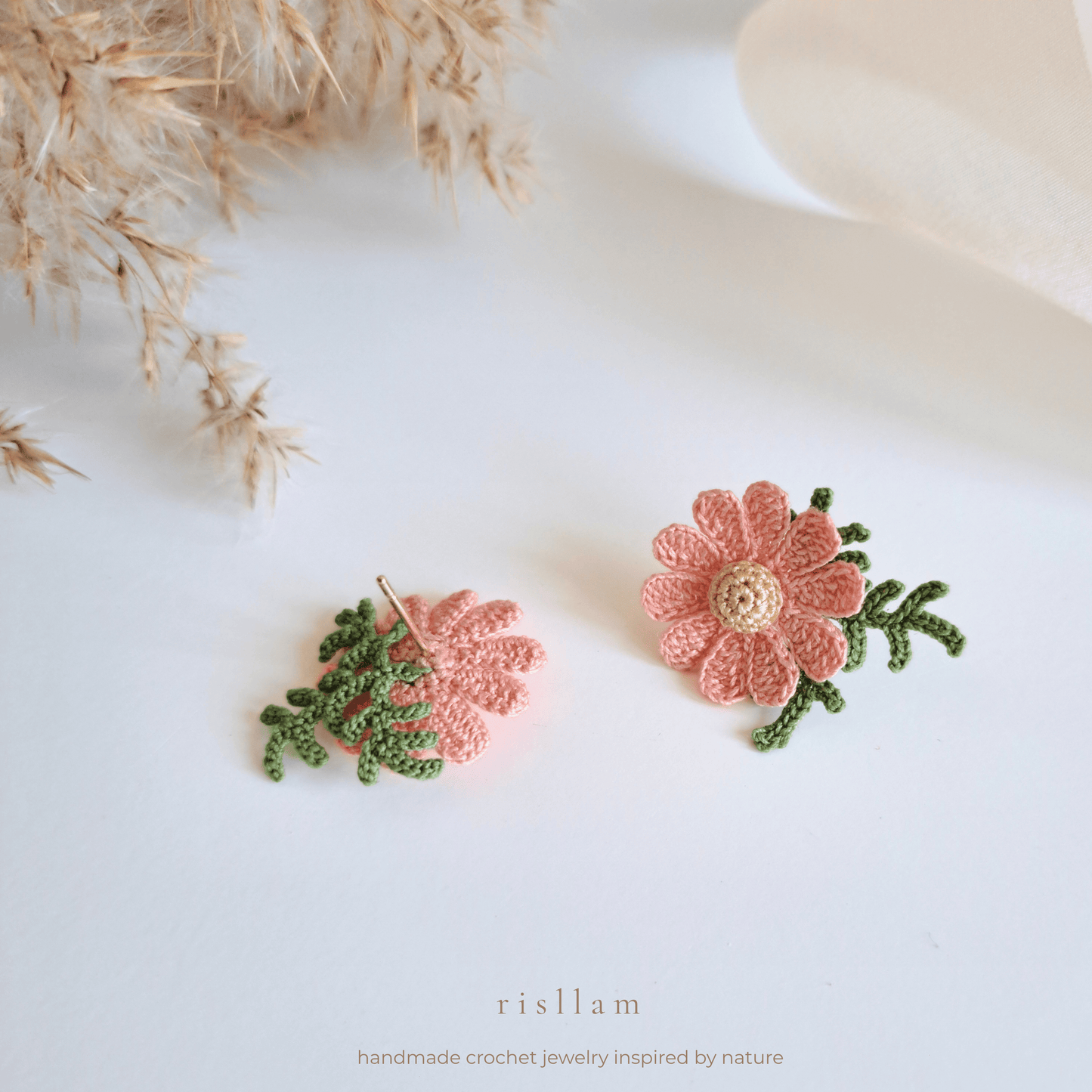 Handmade Crochet Daisy Stud Earings