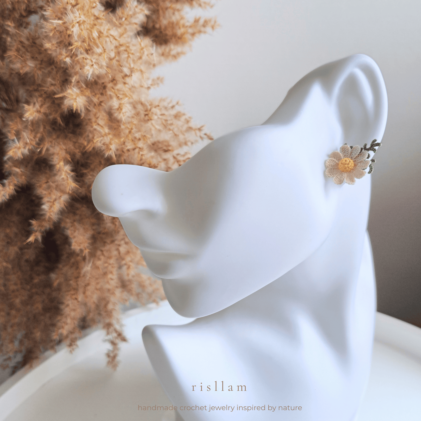Handmade Crochet Daisy Stud Earings