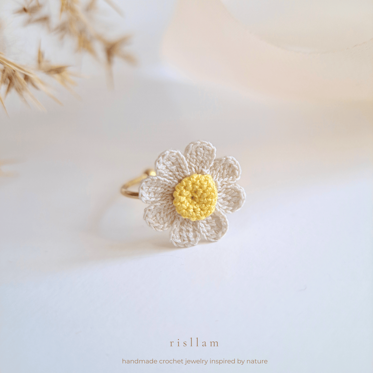Handmade Crochet Daisy Ring