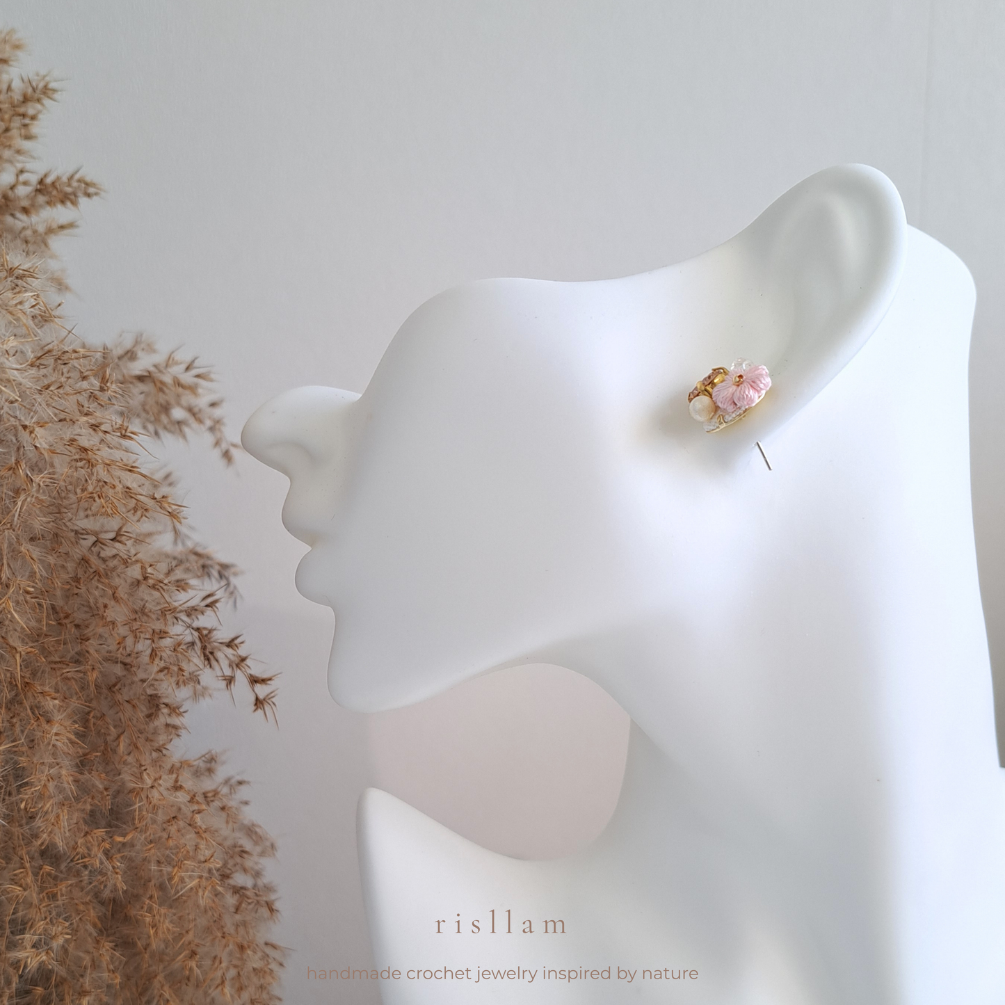 Handmade Crochet Puff Stud Earings