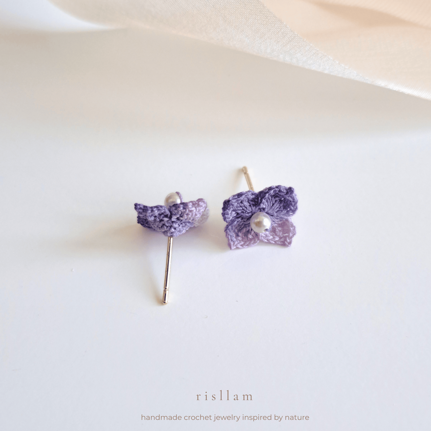 Crochet Mini Hydrangea Stud Earings