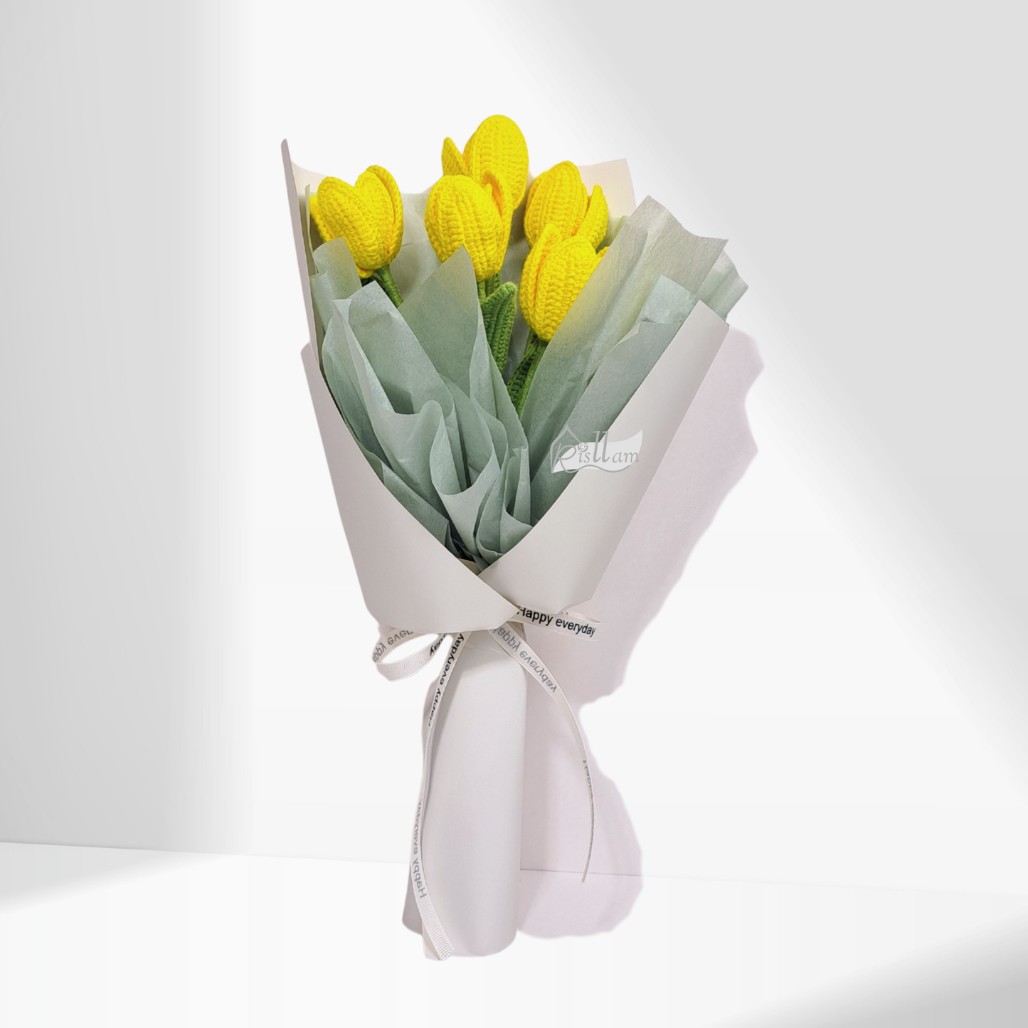 Crochet Tulip 01 Bouquet - 5 stems ( Yellow, Pink, White, Purple, Blue and Red etc.)