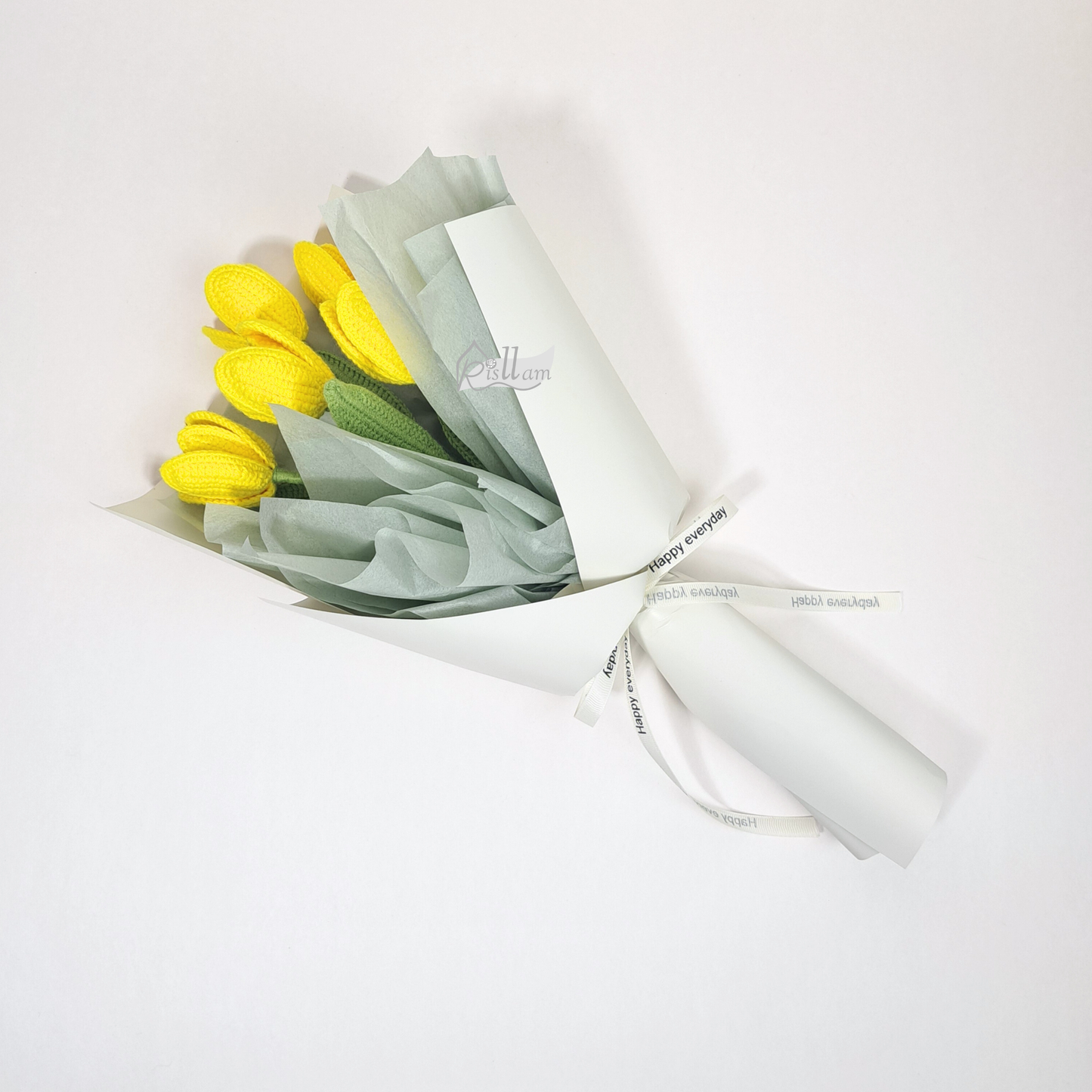 Crochet Tulip 01 Bouquet - 5 stems ( Yellow, Pink, White, Purple, Blue and Red etc.)