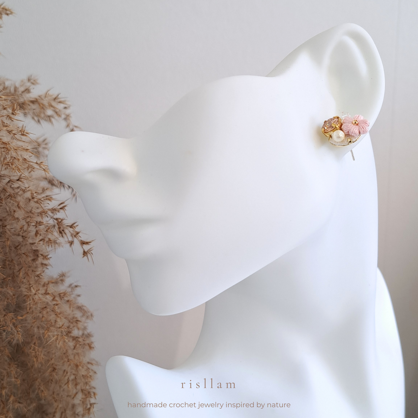 Handmade Crochet Puff Stud Earings