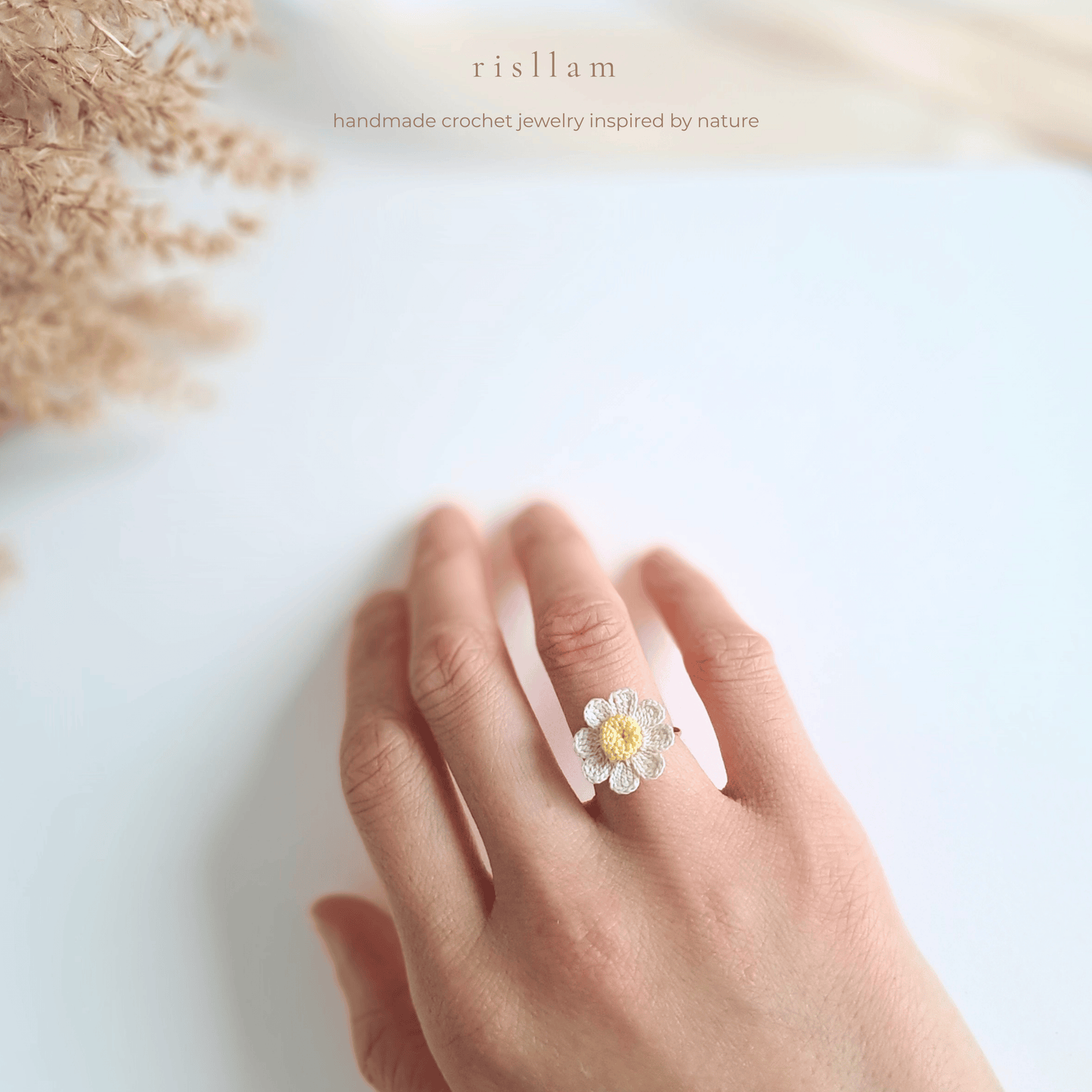 Handmade Crochet Daisy Ring
