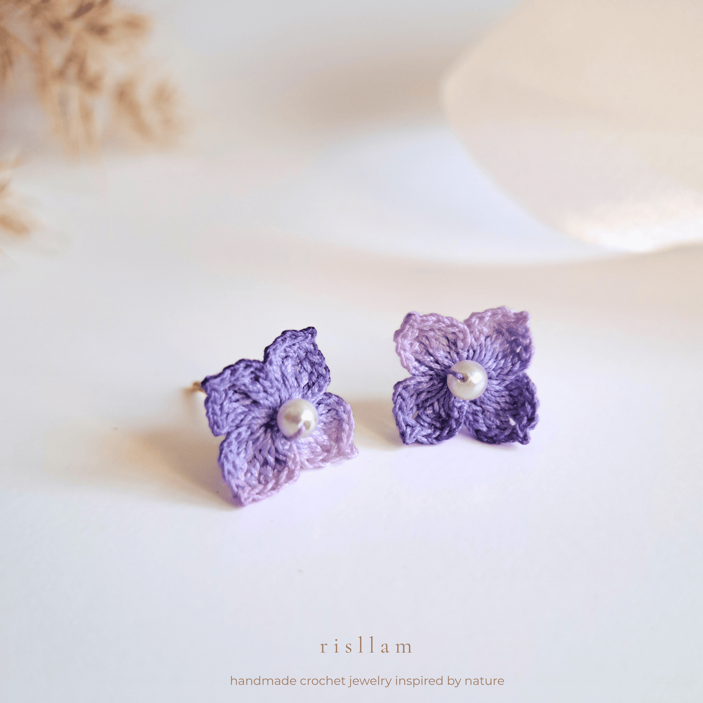 Crochet Mini Hydrangea Stud Earings