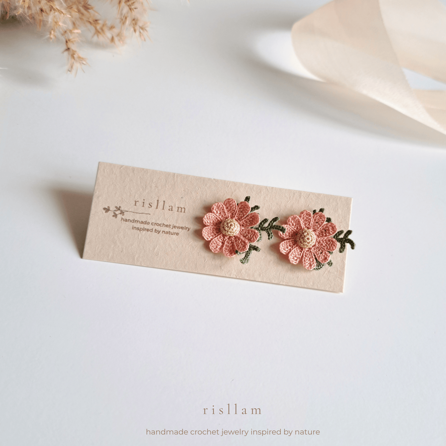 Handmade Crochet Daisy Stud Earings