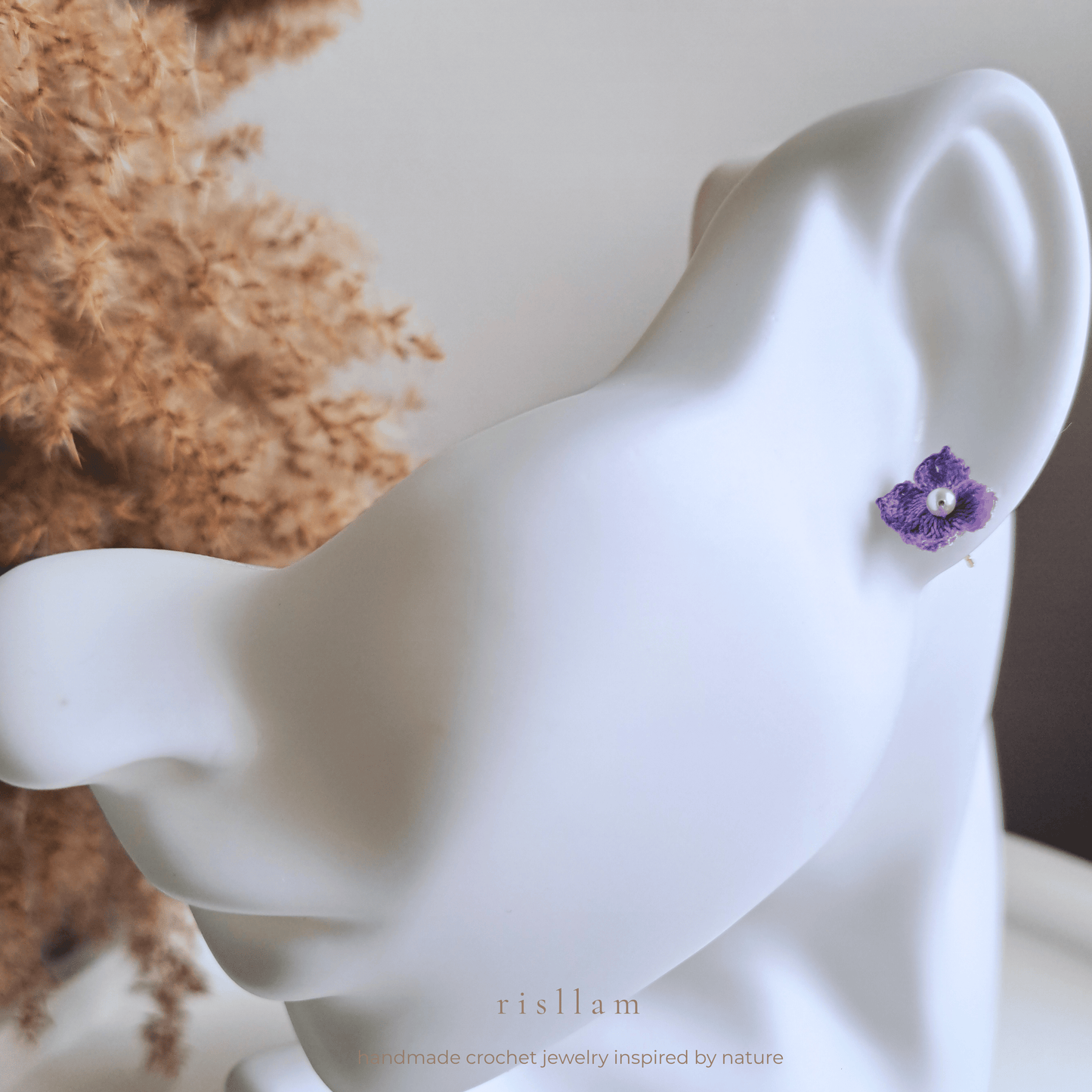 Crochet Mini Hydrangea Stud Earings