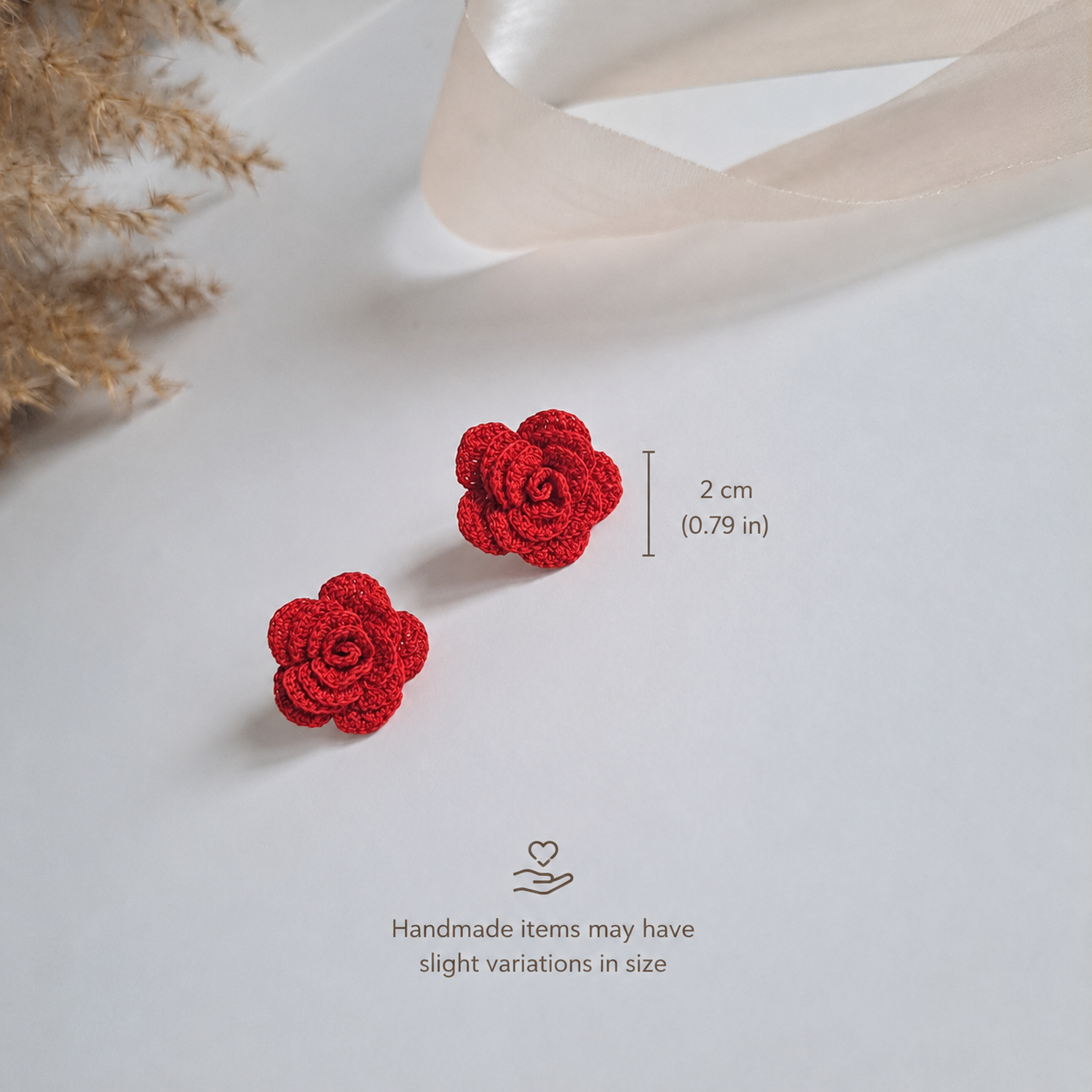Handmade Crochet Rose Stud Earings