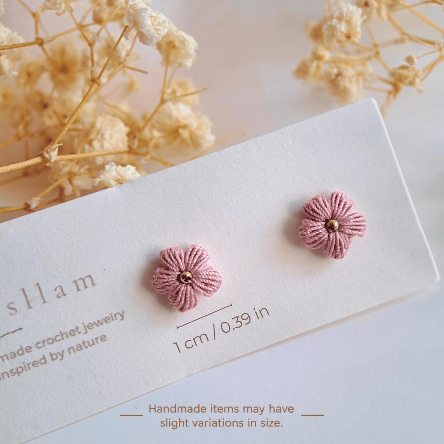 Handmade Crochet Puff Stud Earings