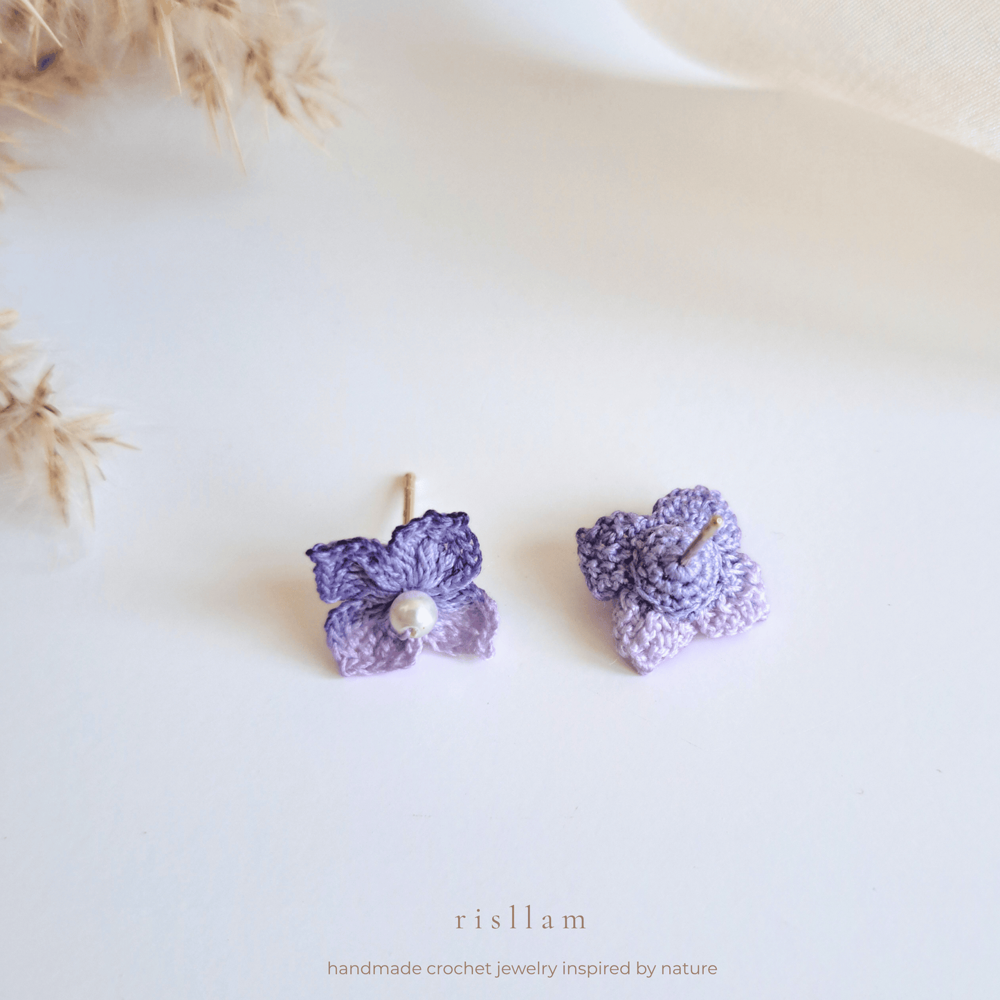 Crochet Mini Hydrangea Stud Earings