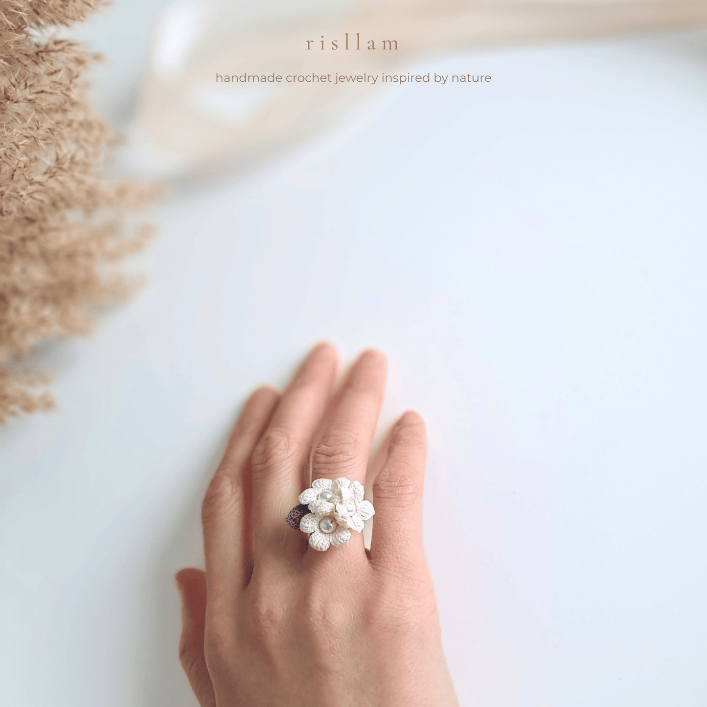 Handmade Micro Crochet River Star Ring