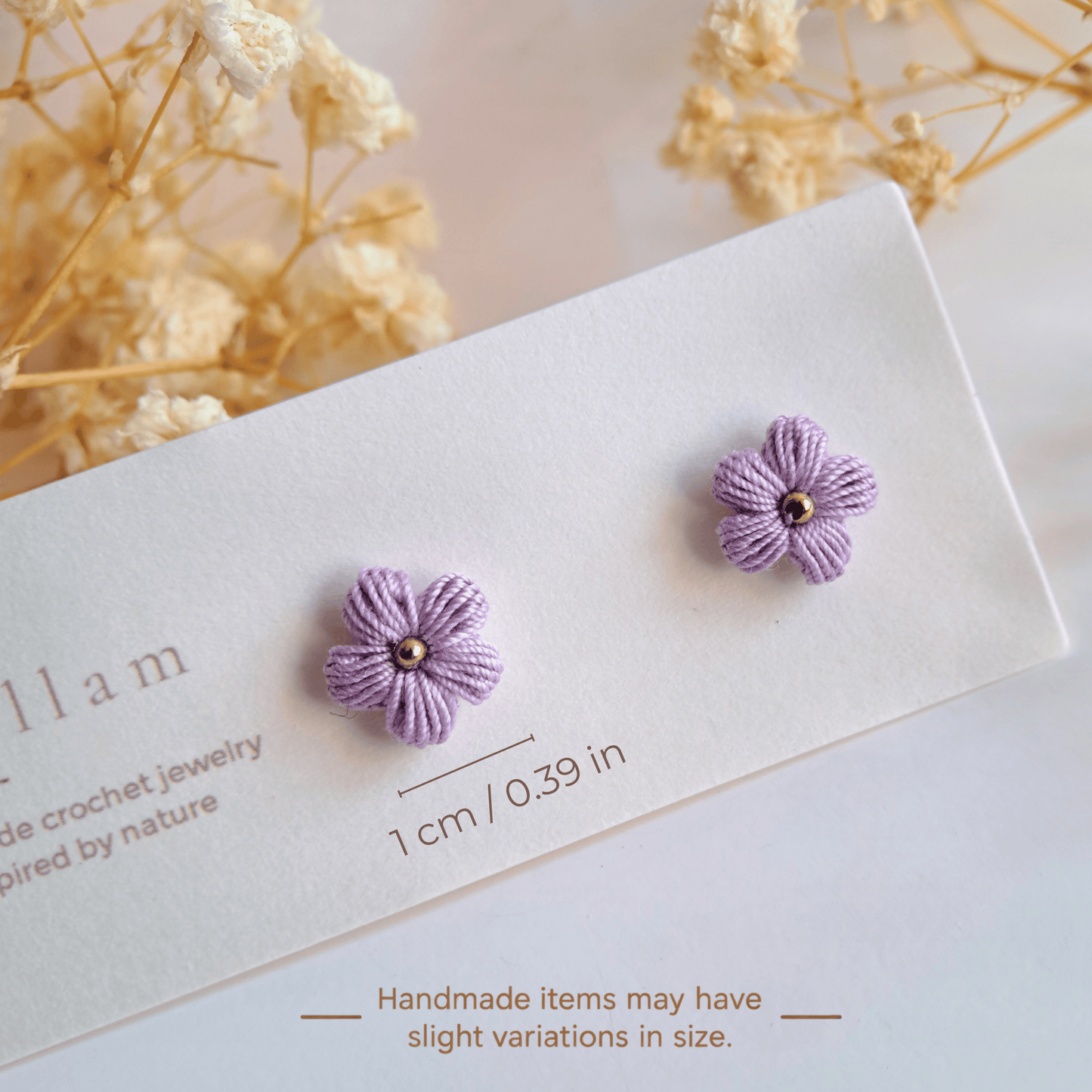 Handmade Crochet Puff Stud Earings