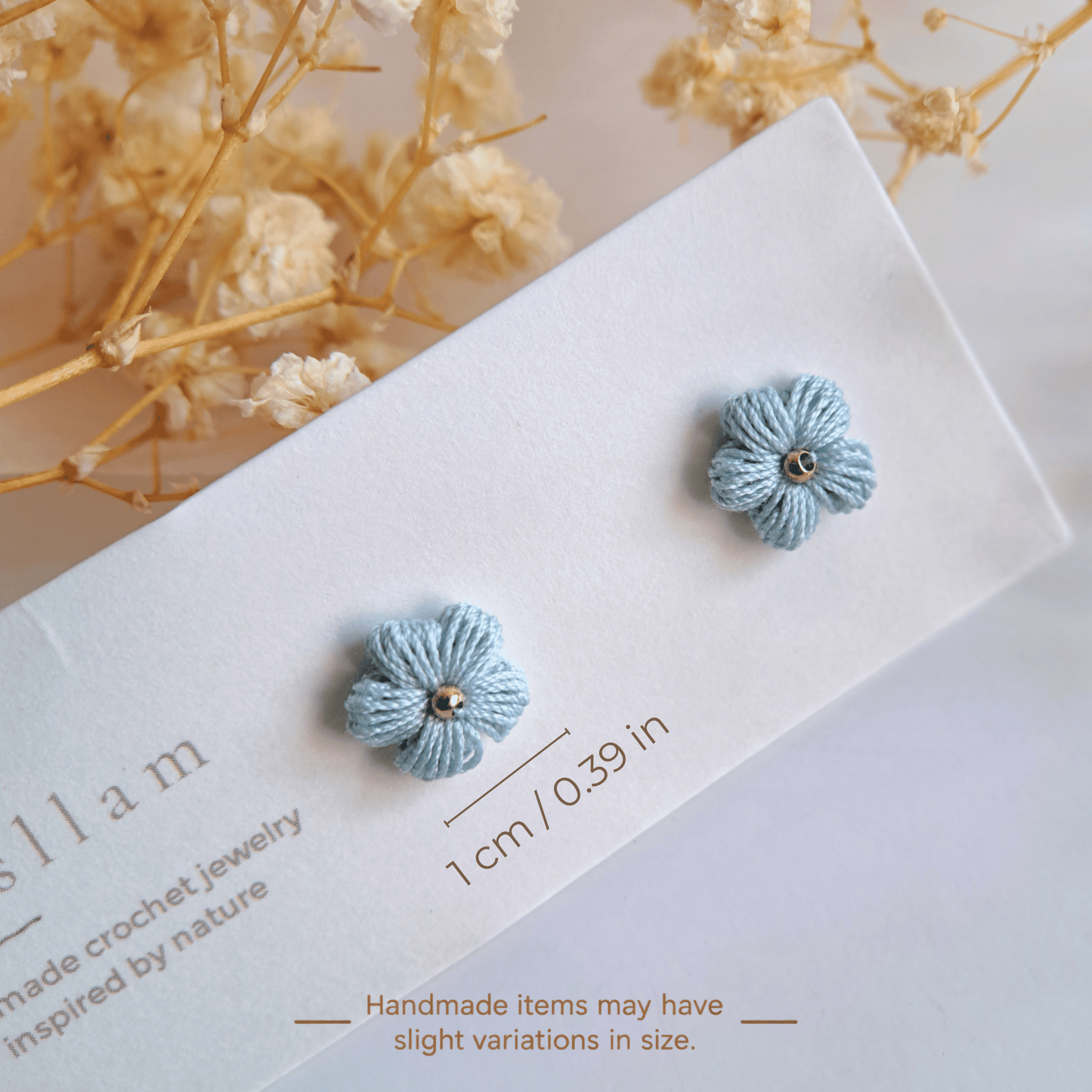 Handmade Crochet Puff Stud Earings