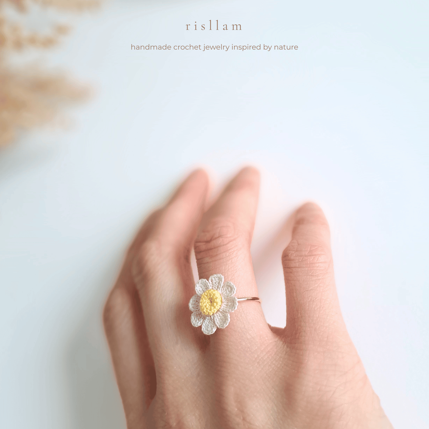 Handmade Crochet Daisy Ring