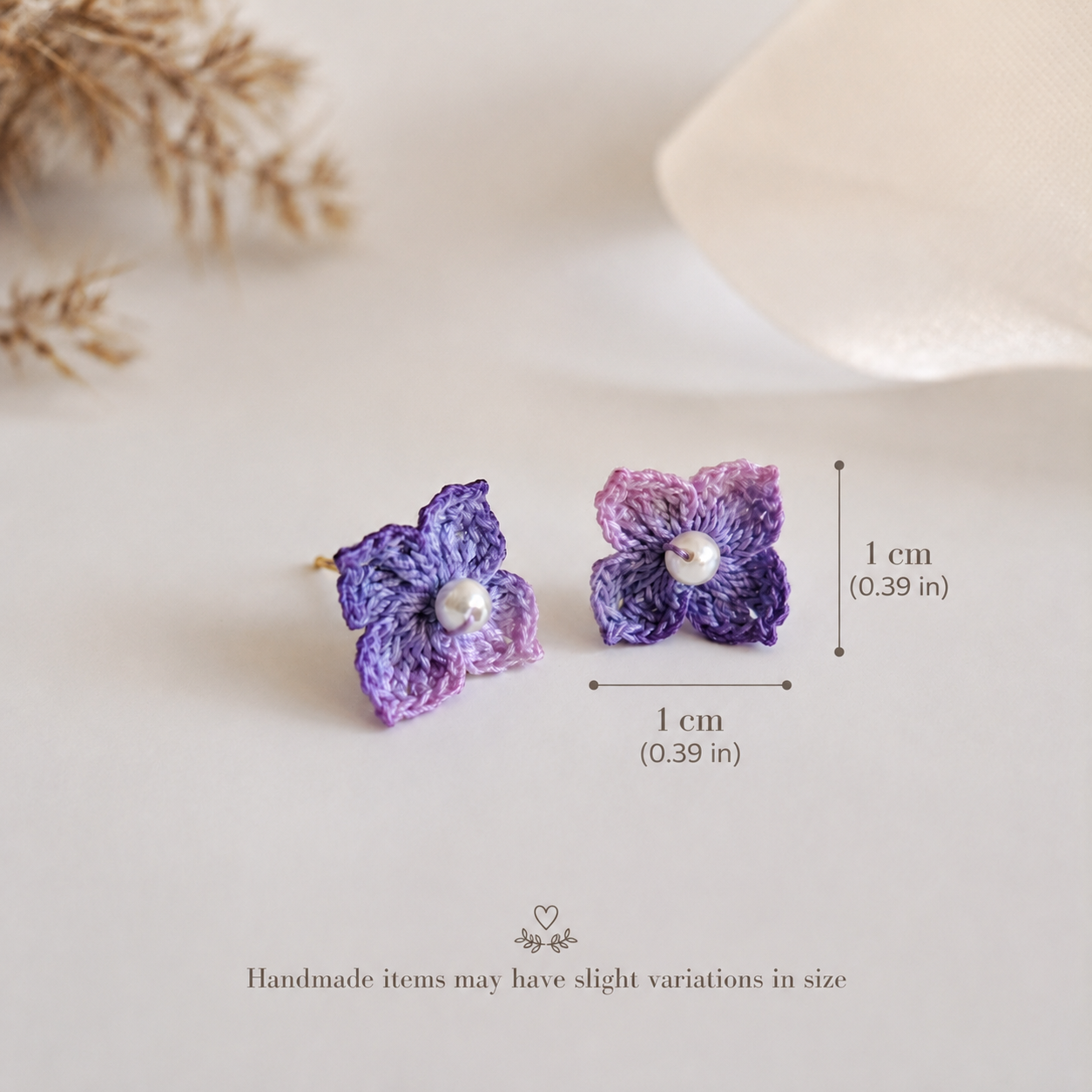 Crochet Mini Hydrangea Stud Earings