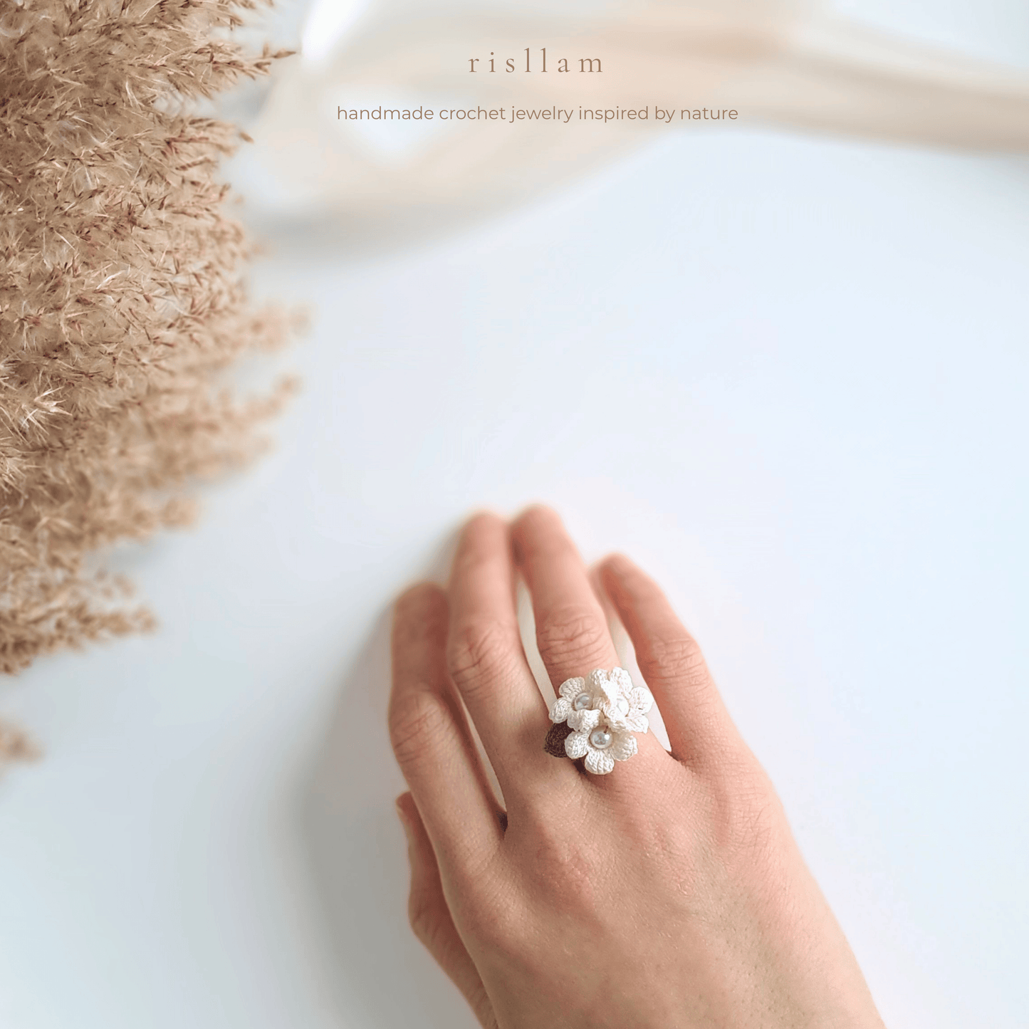Handmade Micro Crochet River Star Ring