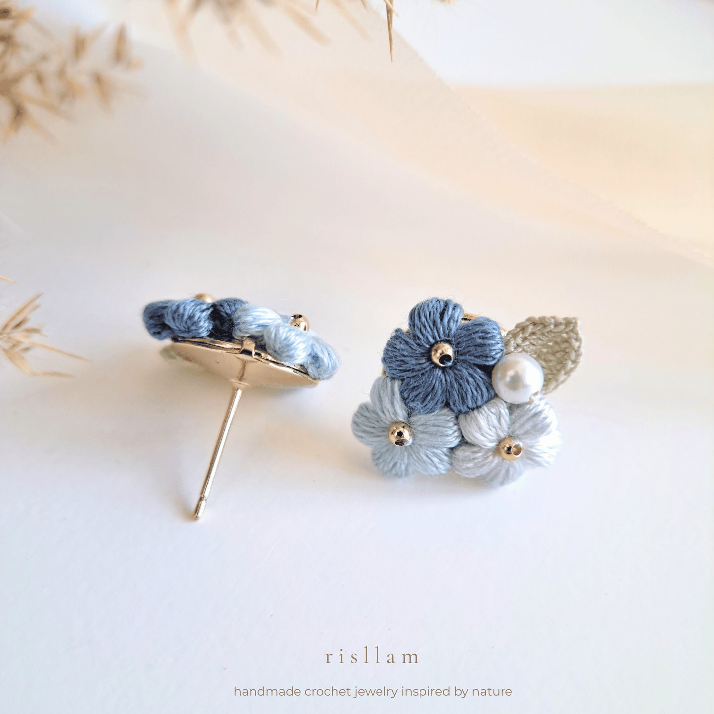 Handmade Crochet Puff Stud Earings