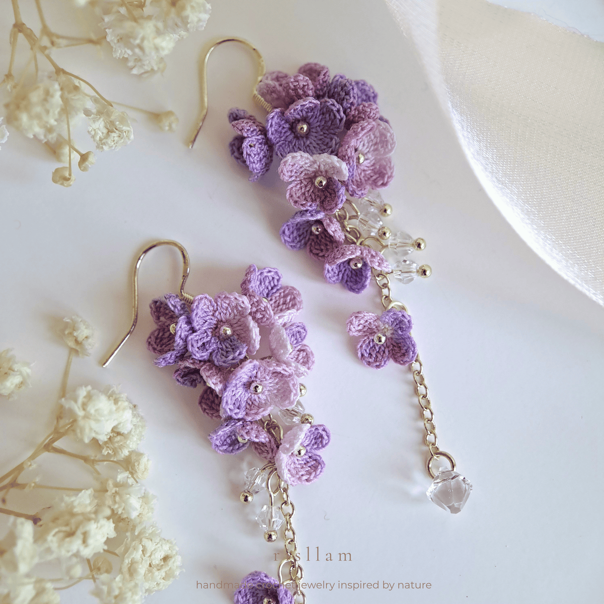 Micro Crochet Black Floral Crystal Dangle Earrings, Black Blossom Cascade Earrings, Romantic floral Statement Earrings, Earrings for Anniversary Dinners