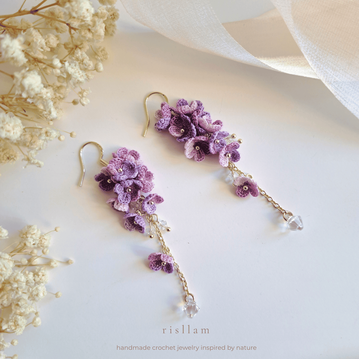 Micro Crochet Black Floral Crystal Dangle Earrings, Black Blossom Cascade Earrings, Romantic floral Statement Earrings, Earrings for Anniversary Dinners