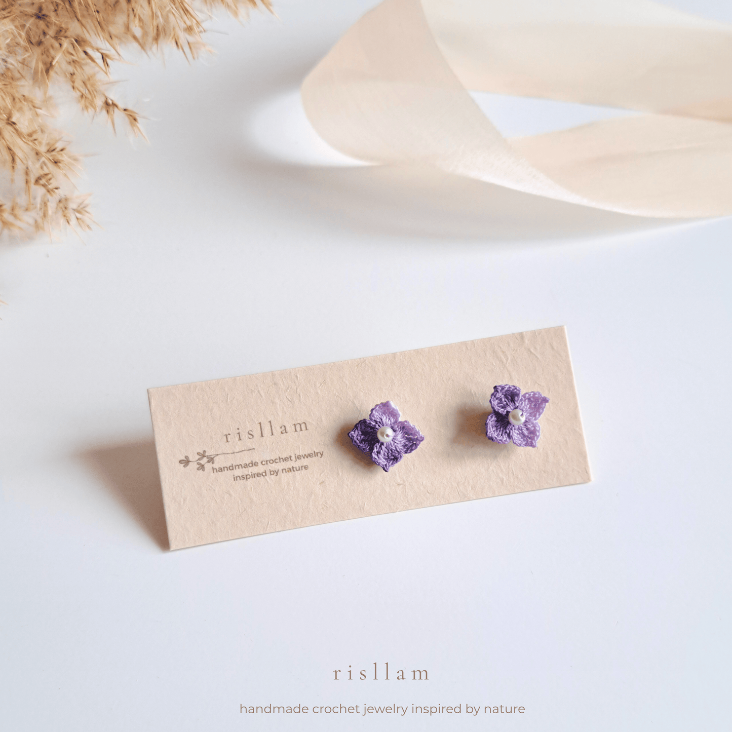 Crochet Mini Hydrangea Stud Earings