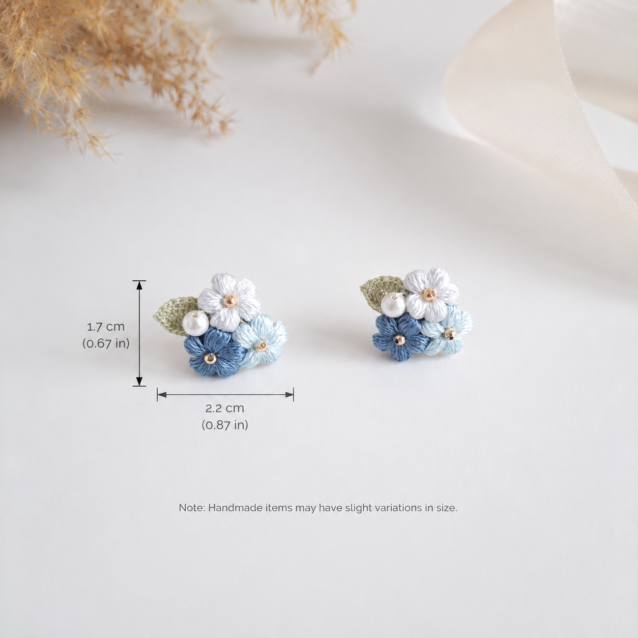 Handmade Crochet Puff Stud Earings