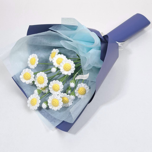 Common Daisy Bouquet - Yellow, Blue, Pink, Purple and Green