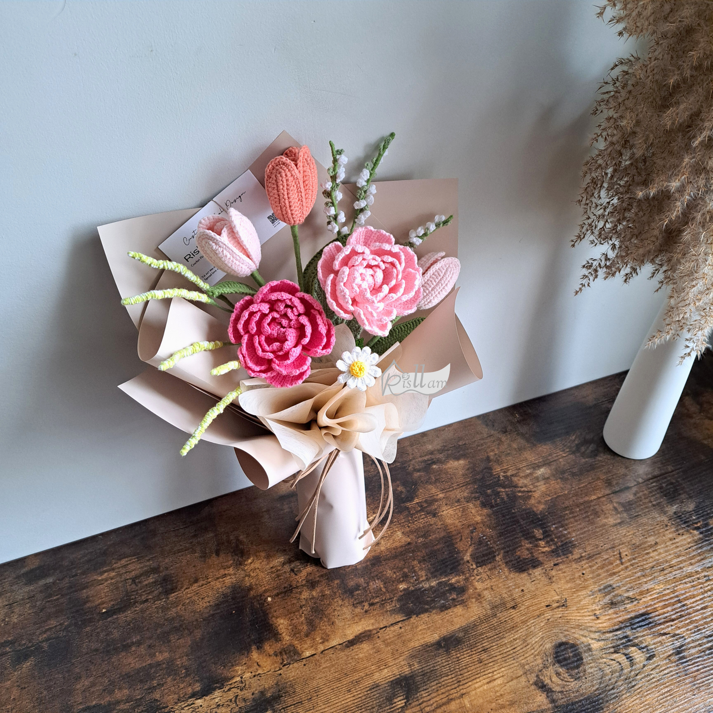 Crochet Multifloral Rose & Tulips Bouquet