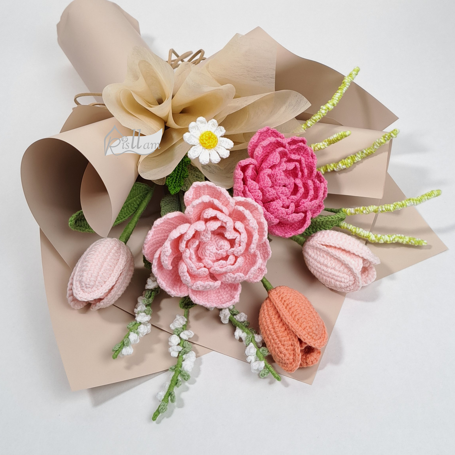 Crochet Multifloral Rose & Tulips Bouquet