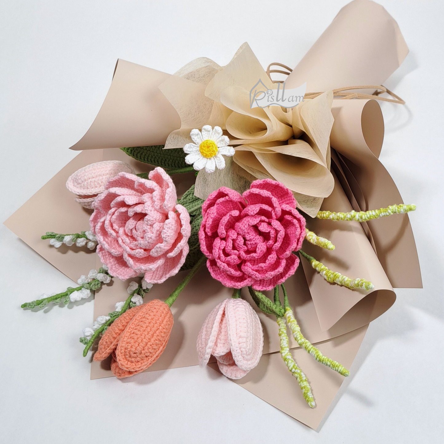 Crochet Multifloral Rose & Tulips Bouquet