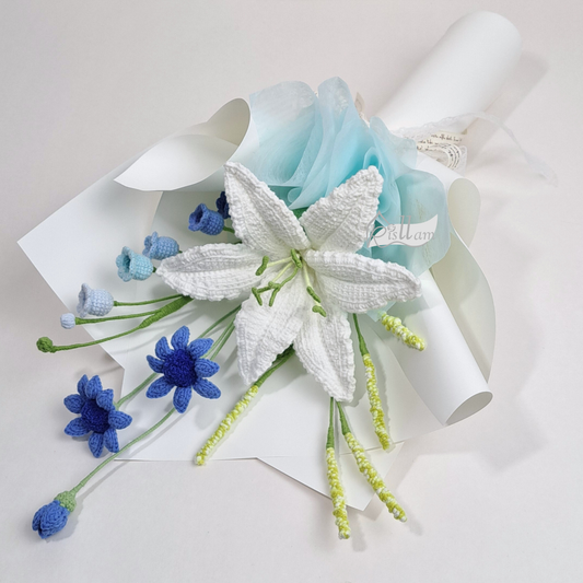 Crochet Lily and African Daisy Bouquet