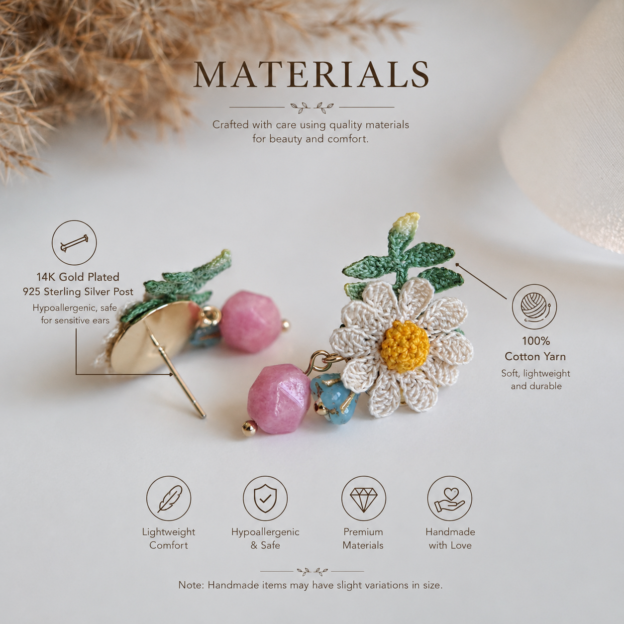 Vintage Daisy Crochet Earings