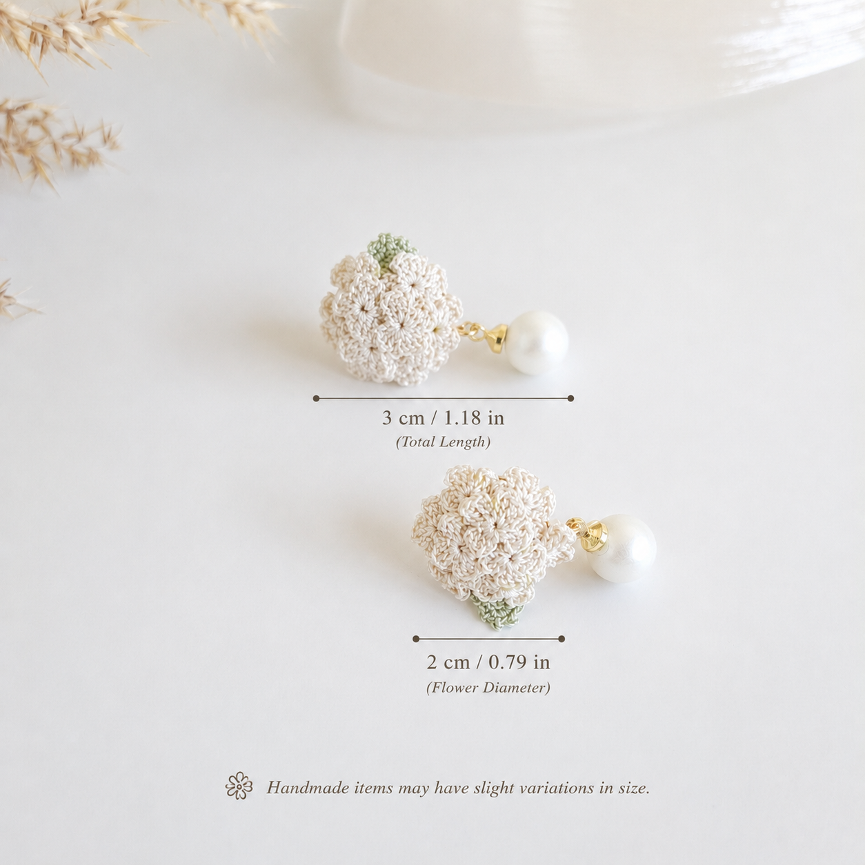 Handmade Crochet Hydrangea Earings