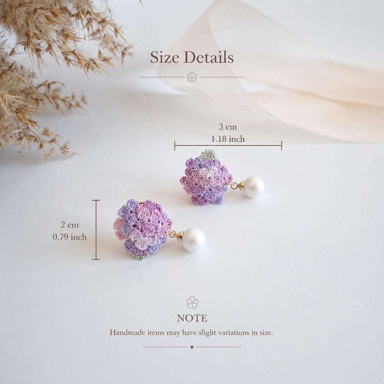 Handmade Crochet Hydrangea Earings