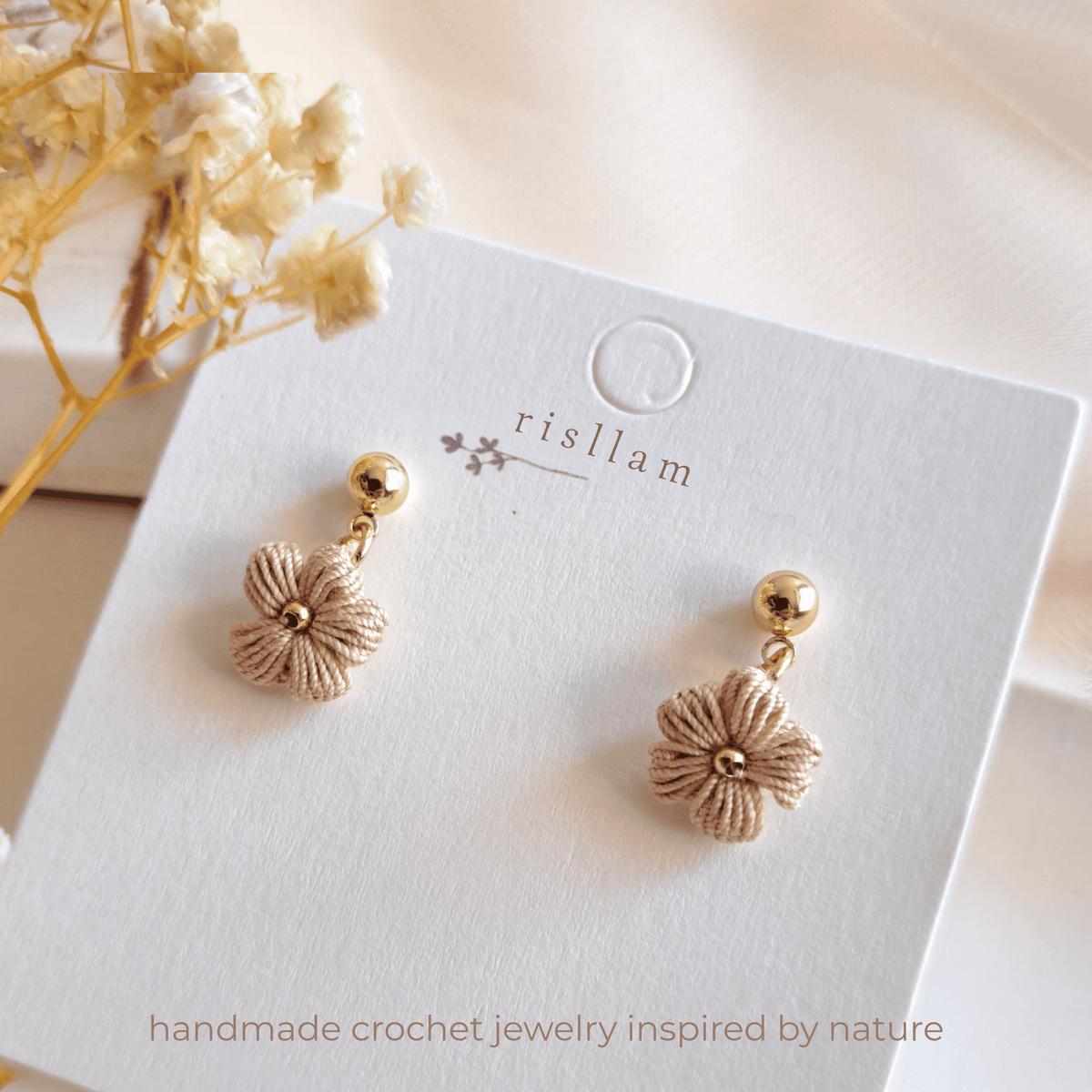 Crochet Puff Drop Earrings, Handmade Cotton Cluster Earrings