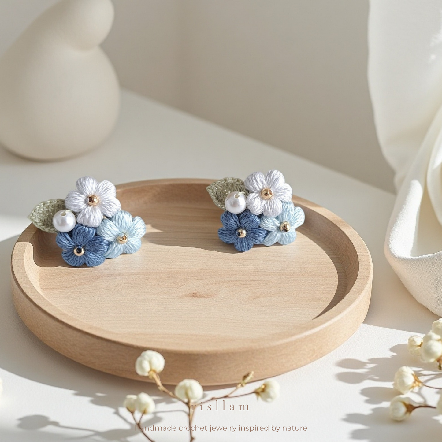 Handmade Crochet Puff Stud Earings