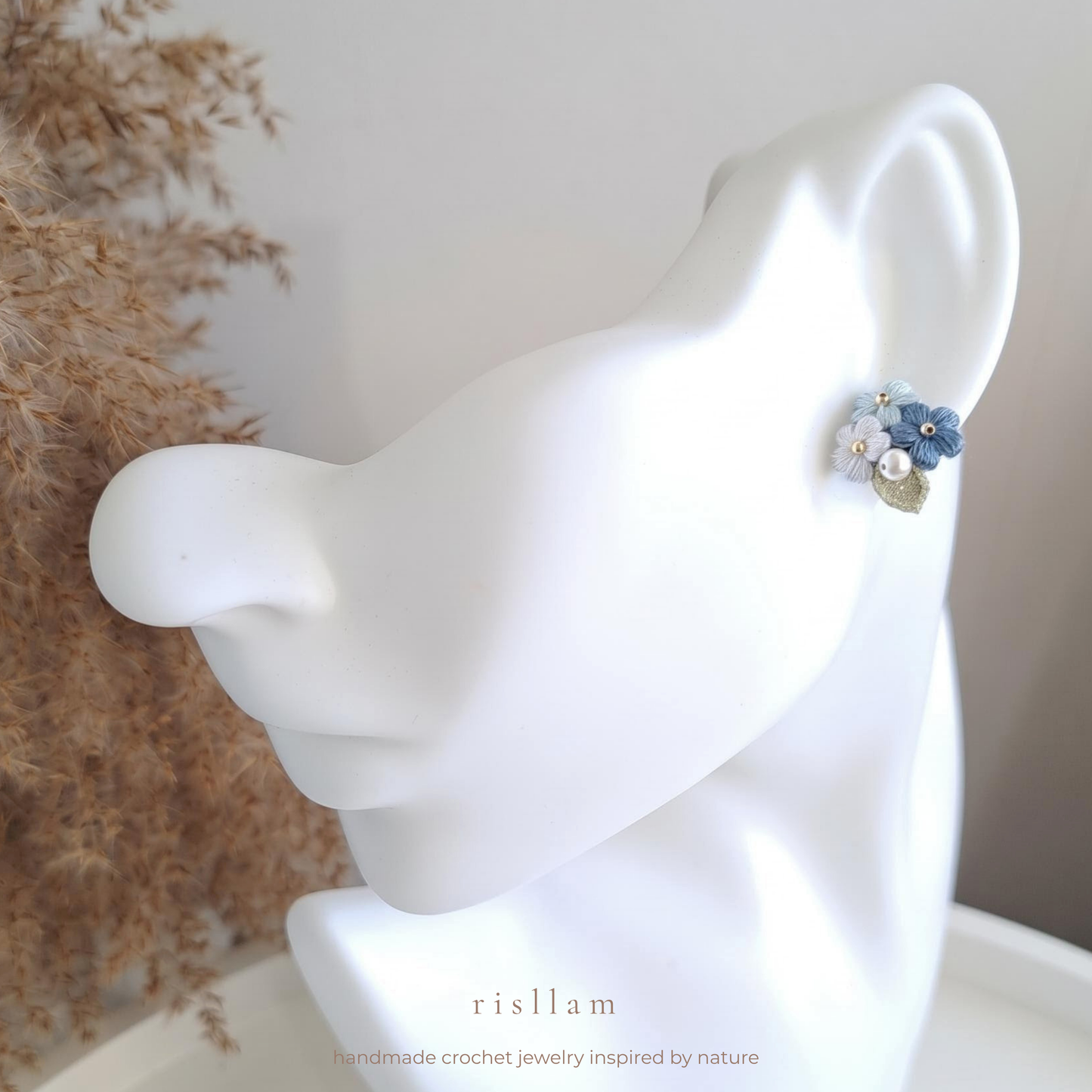 Handmade Crochet Puff Stud Earings